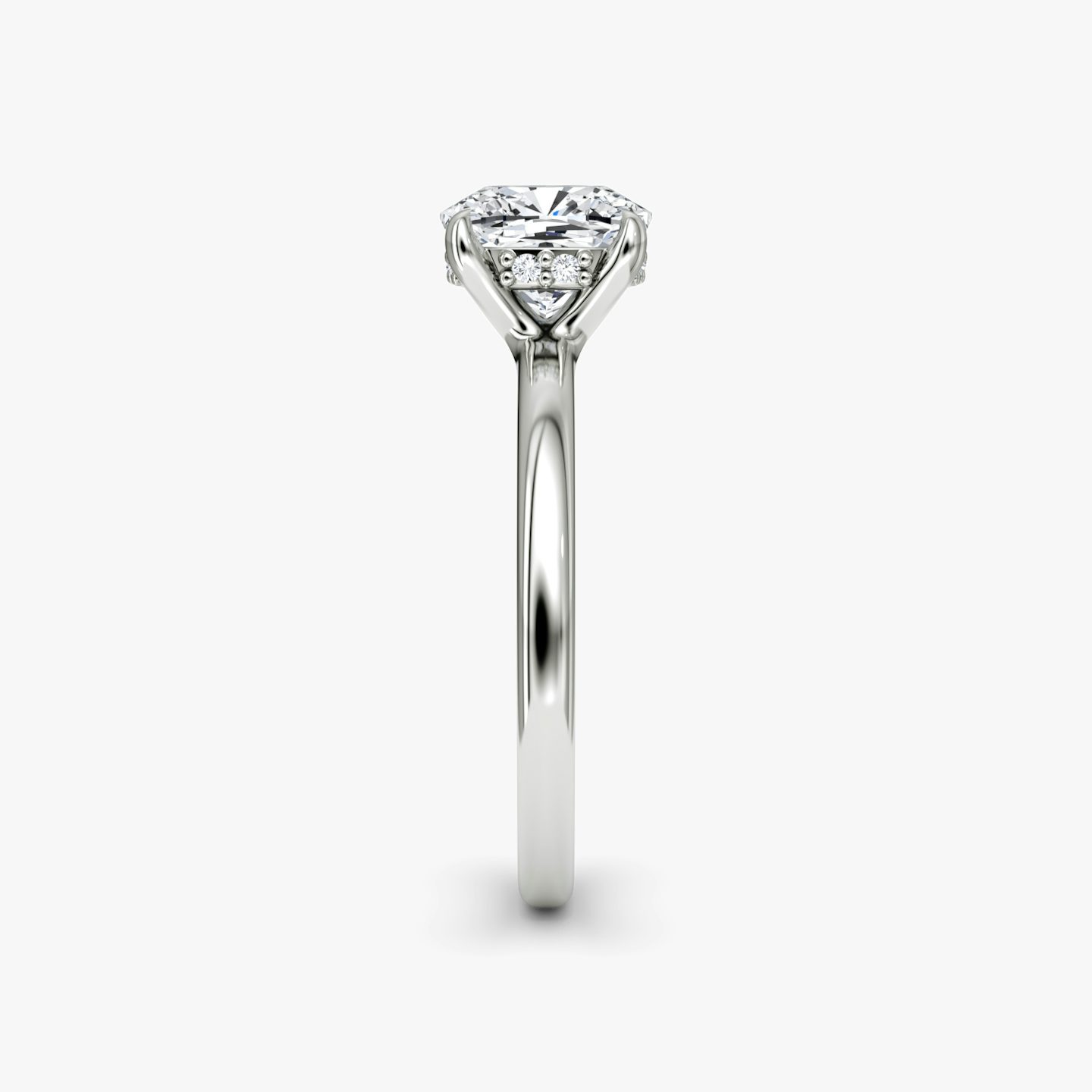 The Floating Solitaire | Pavé Cushion | 18k | 18k White Gold | Band: Plain | Diamond orientation: vertical | Carat weight: See full inventory