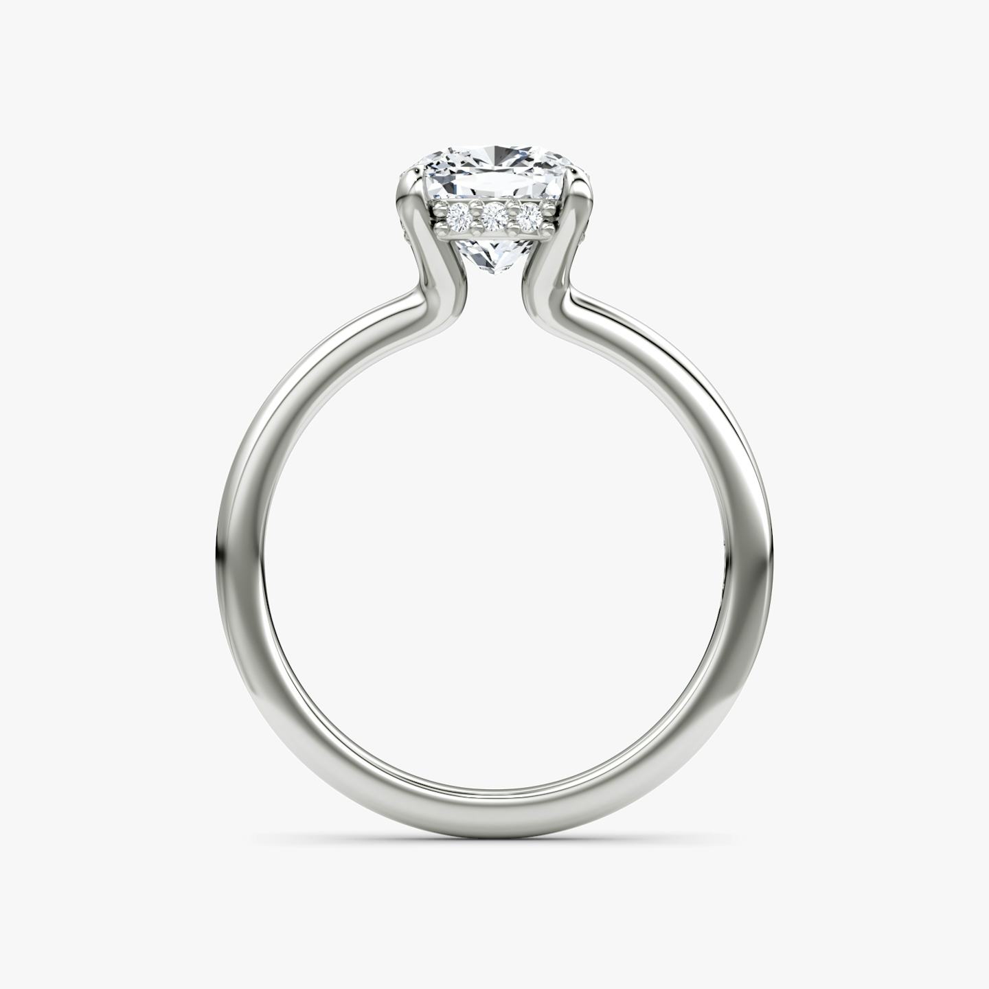 The Floating Solitaire | Pavé Cushion | 18k | 18k White Gold | Band: Plain | Diamond orientation: vertical | Carat weight: See full inventory