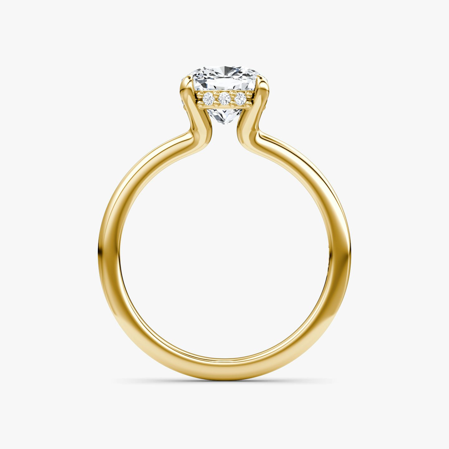 The Floating Solitaire | Pavé Cushion | 18k | 18k Yellow Gold | Band: Plain | Diamond orientation: vertical | Carat weight: See full inventory