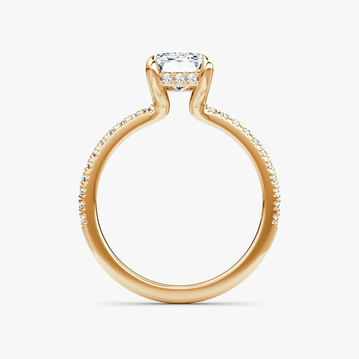 The Floating Solitaire | Emerald | 14k | 14k Rose Gold | Band: Pavé | Diamond orientation: vertical | Carat weight: See full inventory