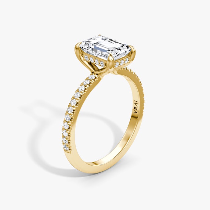 Bague de fiançailles Floating SolitaireÉmeraude | Yellow Gold