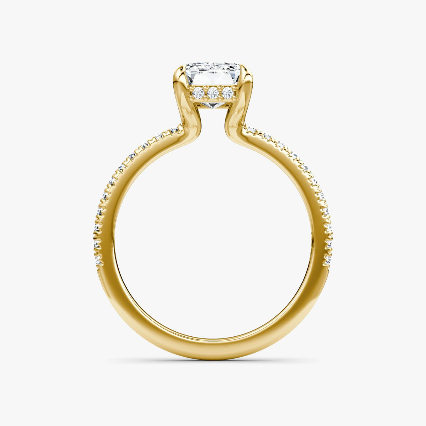 The Floating Solitaire | Emerald | 18k | 18k Yellow Gold | Band: Pavé | Diamond orientation: vertical | Carat weight: See full inventory