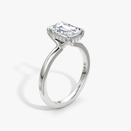 Floating Solitaire Emerald Diamond Ring