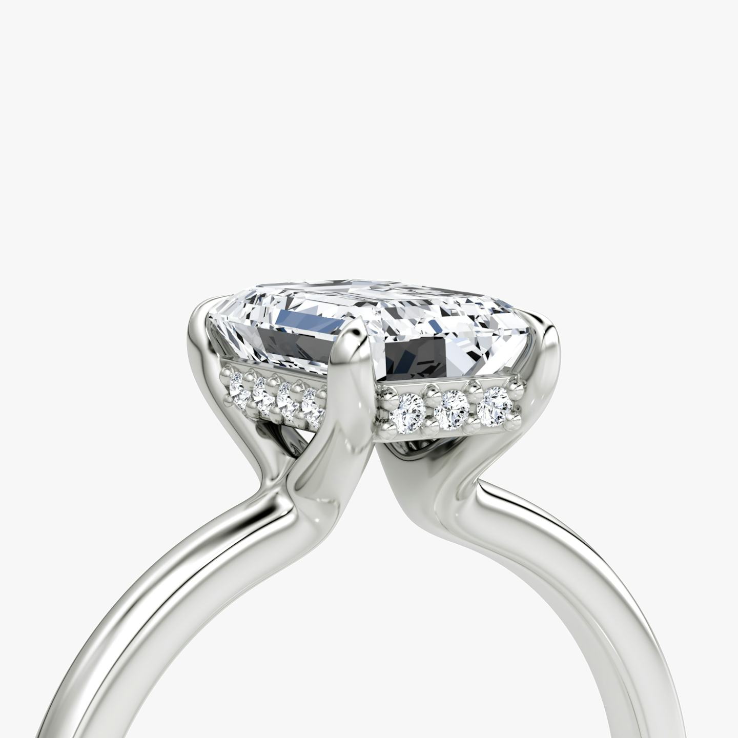 The Floating Solitaire | Emerald | Platinum | Band: Plain | Diamond orientation: vertical | Carat weight: See full inventory