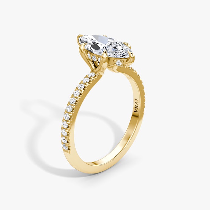 Anillo de compromiso Floating SolitaireMarquise | Yellow Gold