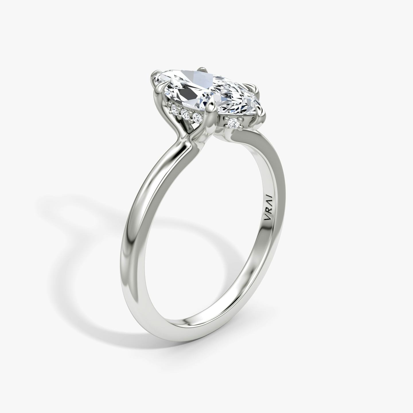 The Floating Solitaire | Pavé Marquise | Platinum | Band: Plain | Diamond orientation: vertical | Carat weight: See full inventory