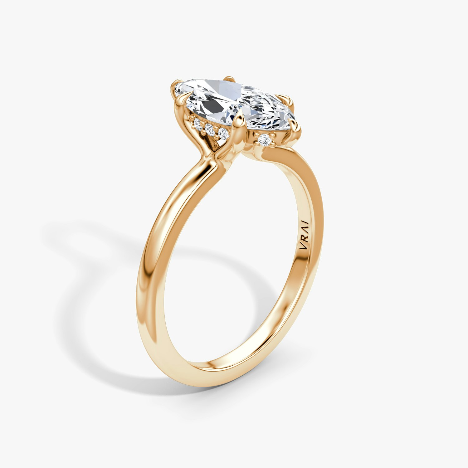 Floating Solitaire Marquise Engagement Ring | 14k Rose Gold