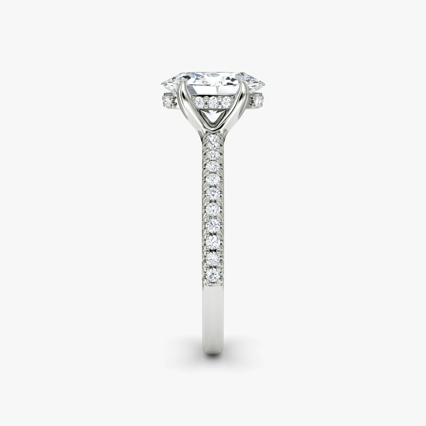 The Floating Solitaire | Oval | 18k | 18k White Gold | Band: Pavé | Diamond orientation: vertical | Carat weight: See full inventory