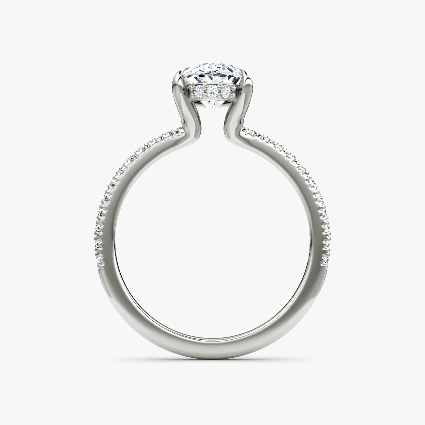 The Floating Solitaire | Oval | Platinum | Band: Pavé | Diamond orientation: vertical | Carat weight: See full inventory
