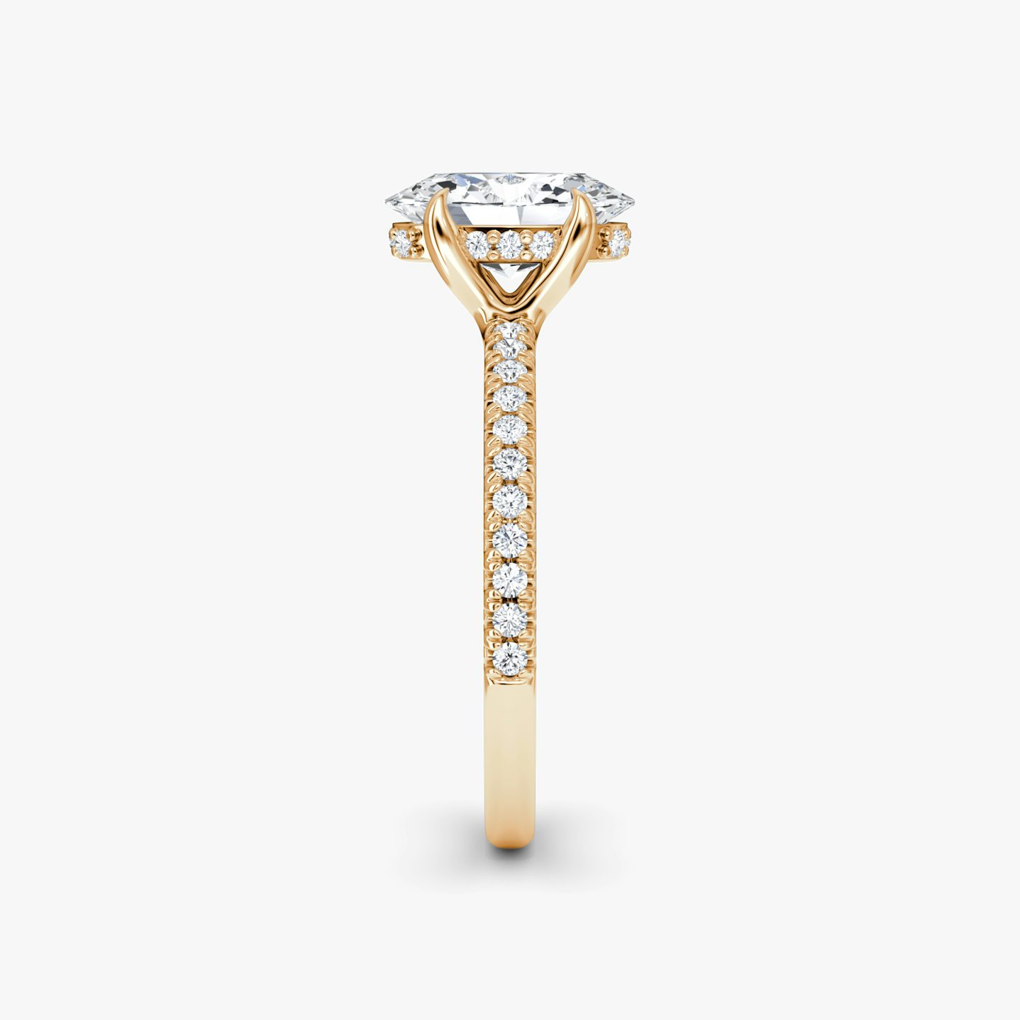The Floating Solitaire | Oval | 14k | 14k Rose Gold | Band: Pavé | Diamond orientation: vertical | Carat weight: See full inventory
