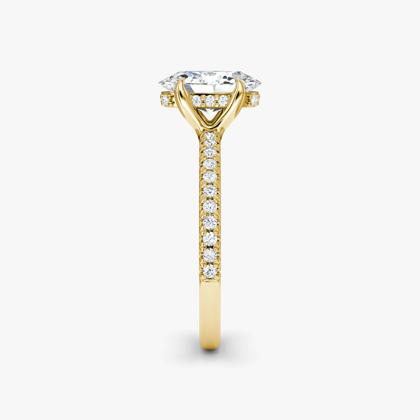 The Floating Solitaire | Oval | 18k | 18k Yellow Gold | Band: Pavé | Diamond orientation: vertical | Carat weight: See full inventory