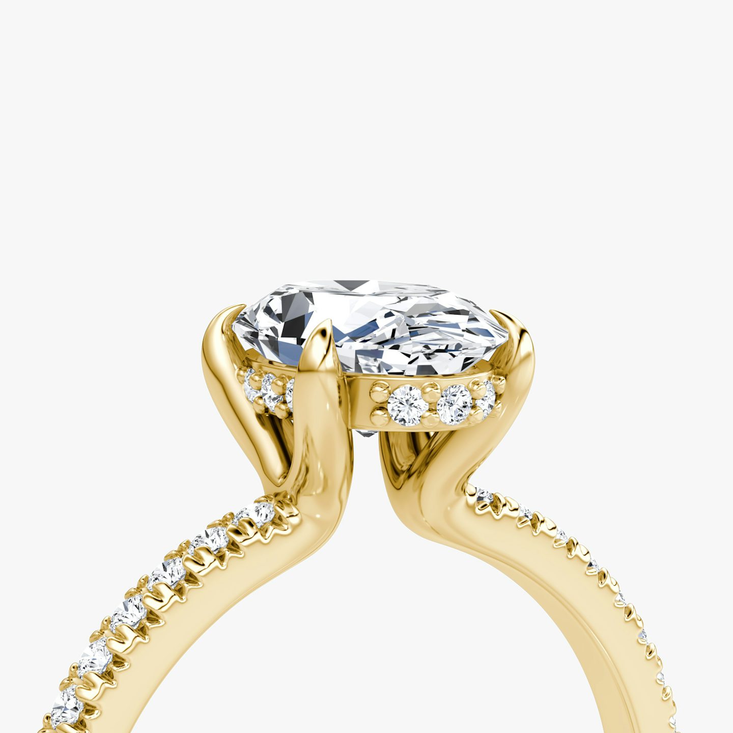 The Floating Solitaire | oval | 18k | yellow-gold | bandAccent: pave | diamondOrientation: vertical | caratWeight: other