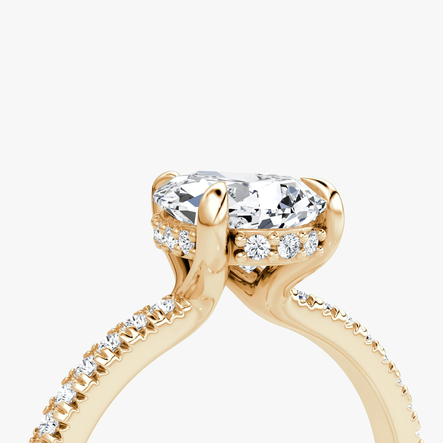 The Floating Solitaire | Pear | 14k | 14k Rose Gold | Band: Pavé | Diamond orientation: vertical | Carat weight: See full inventory