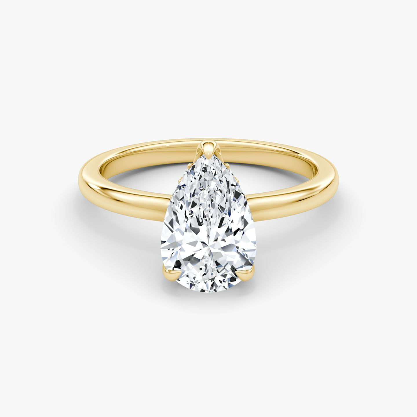 The Floating Solitaire | Pear | 18k | 18k Yellow Gold | Band: Plain | Diamond orientation: vertical | Carat weight: See full inventory