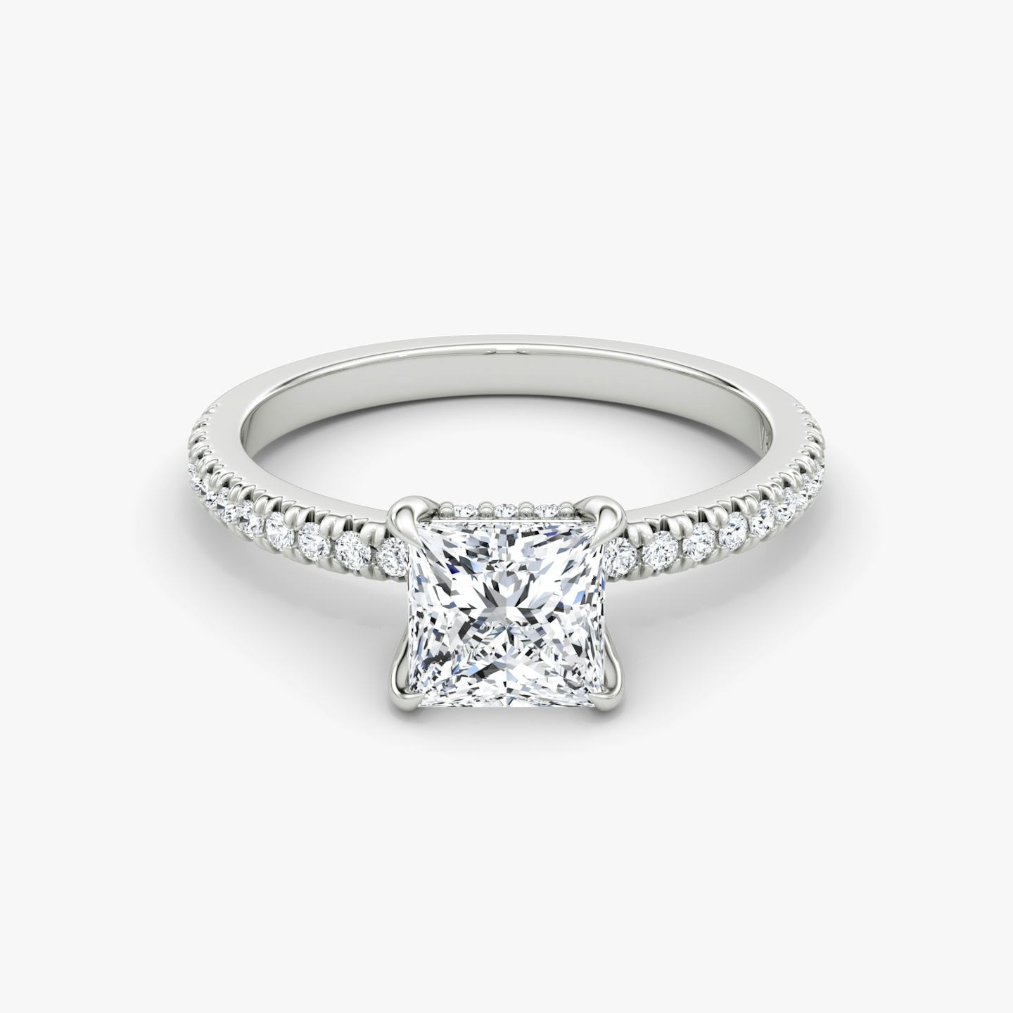 The Floating Solitaire | Princess | 18k | 18k White Gold | Band: Pavé | Diamond orientation: vertical | Carat weight: See full inventory