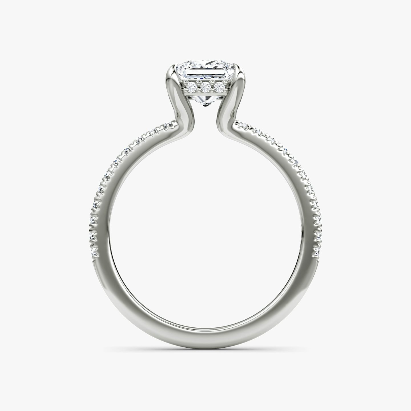 The Floating Solitaire | princess | 18k | white-gold | bandAccent: pave | diamondOrientation: vertical | caratWeight: other