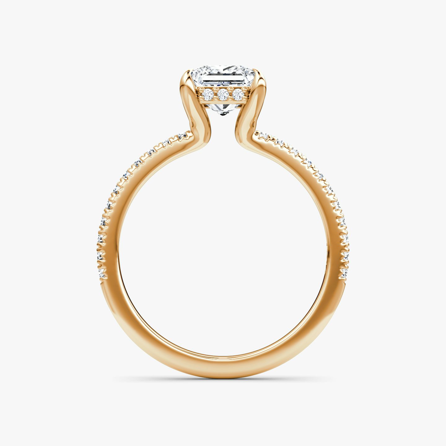 The Floating Solitaire | Princess | 14k | 14k Rose Gold | Band: Pavé | Diamond orientation: vertical | Carat weight: See full inventory