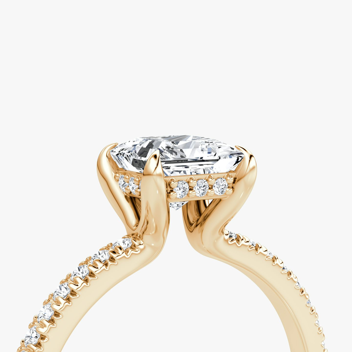 The Floating Solitaire | Princess | 14k | 14k Rose Gold | Band: Pavé | Diamond orientation: vertical | Carat weight: See full inventory