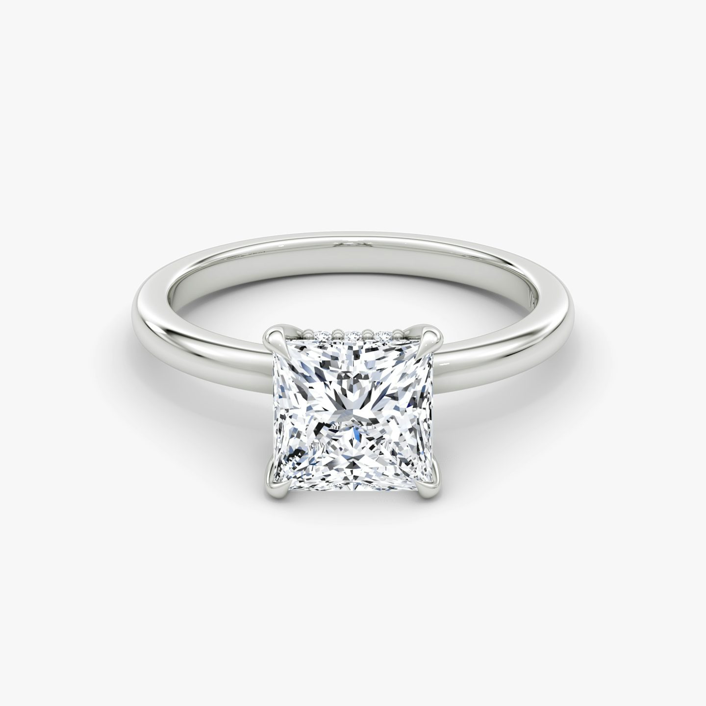 The Floating Solitaire | Princess | Platinum | Band: Plain | Diamond orientation: vertical | Carat weight: See full inventory