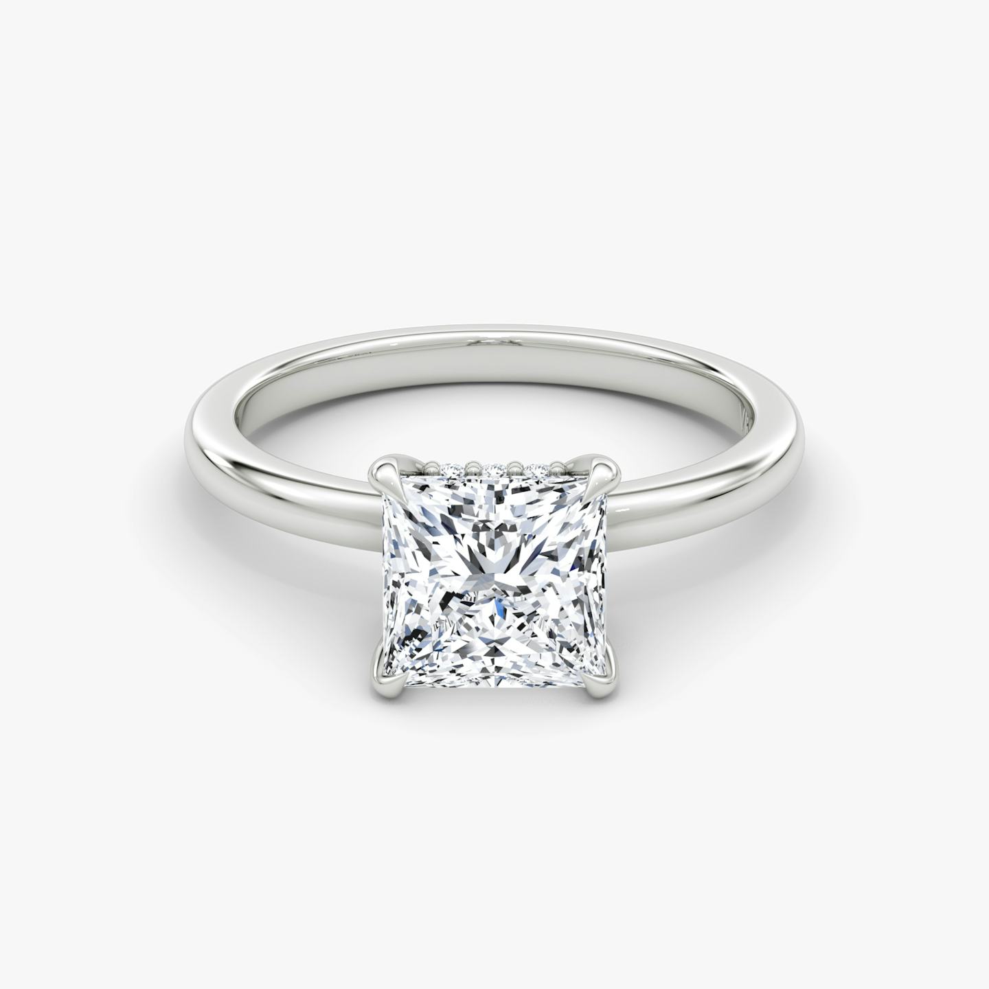 The Floating Solitaire | Princess | 18k | 18k White Gold | Band: Plain | Diamond orientation: vertical | Carat weight: See full inventory