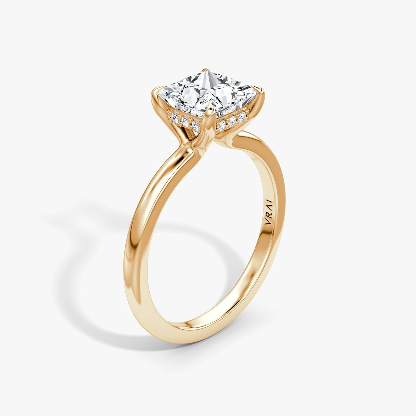 The Floating Solitaire | Princess | 14k | 14k Rose Gold | Band: Plain | Diamond orientation: vertical | Carat weight: See full inventory
