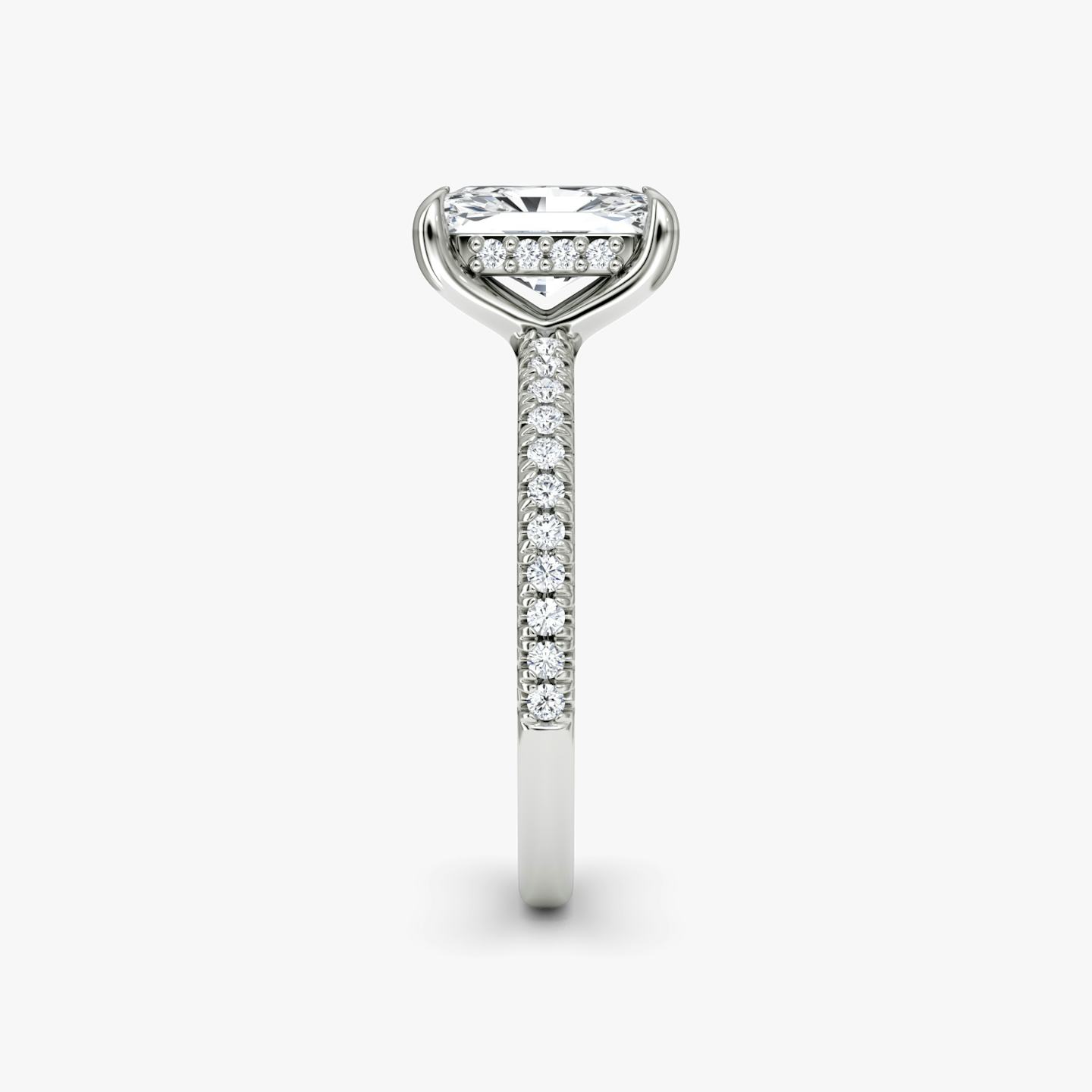 The Floating Solitaire | Radiant | 18k | 18k White Gold | Band: Pavé | Diamond orientation: vertical | Carat weight: See full inventory
