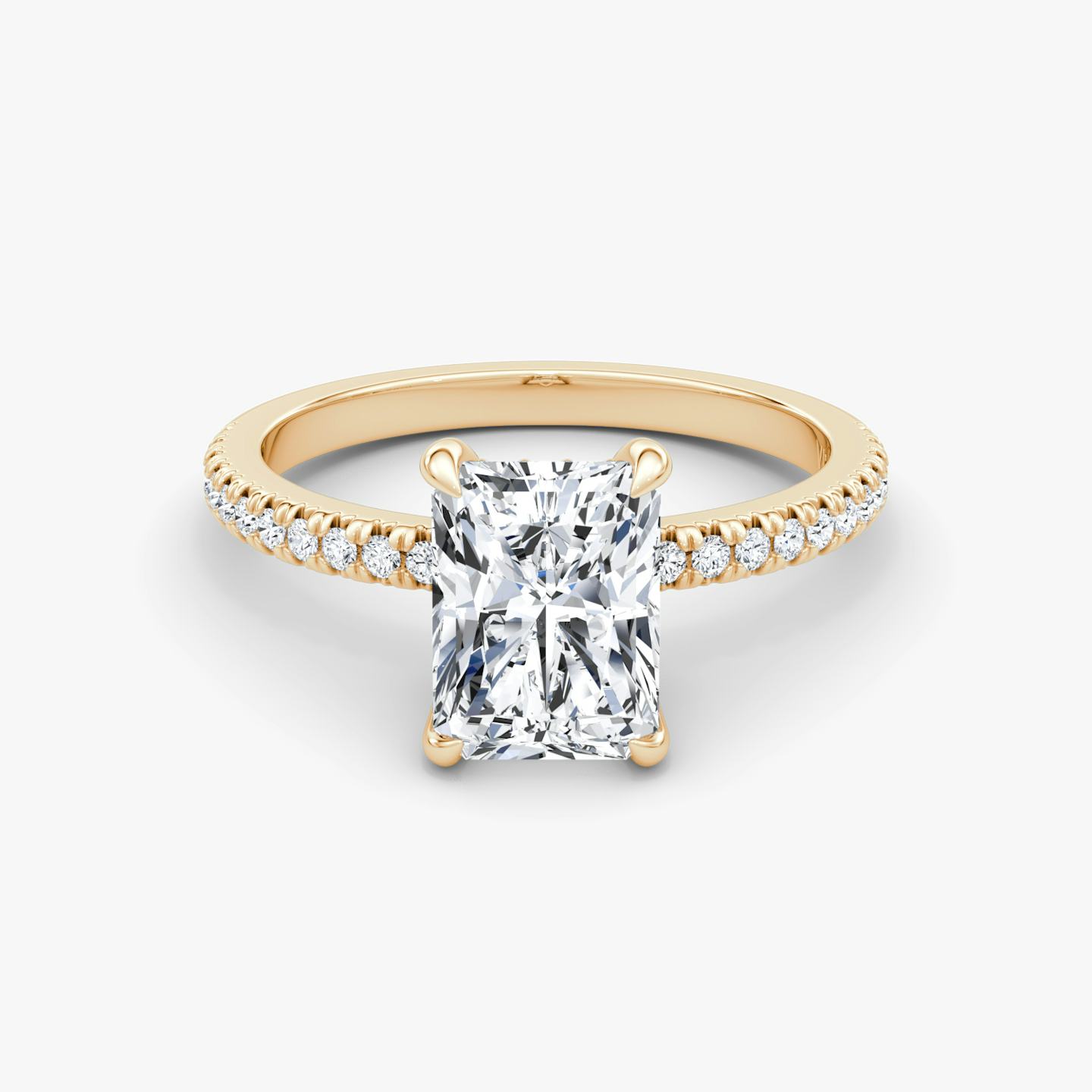 The Floating Solitaire | Radiant | 14k | 14k Rose Gold | Band: Pavé | Diamond orientation: vertical | Carat weight: See full inventory