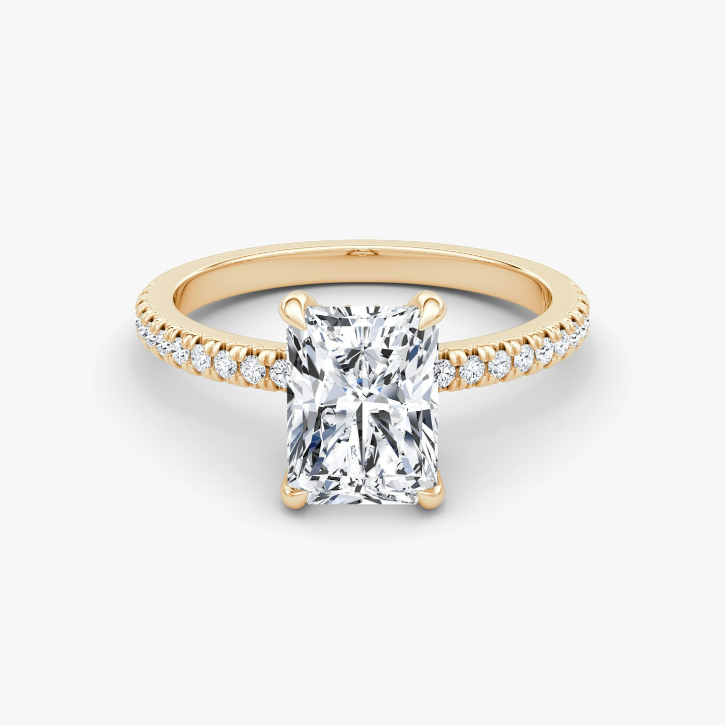 The Floating Solitaire | Radiant | 14k | 14k Rose Gold | Band: Pavé | Diamond orientation: vertical | Carat weight: See full inventory