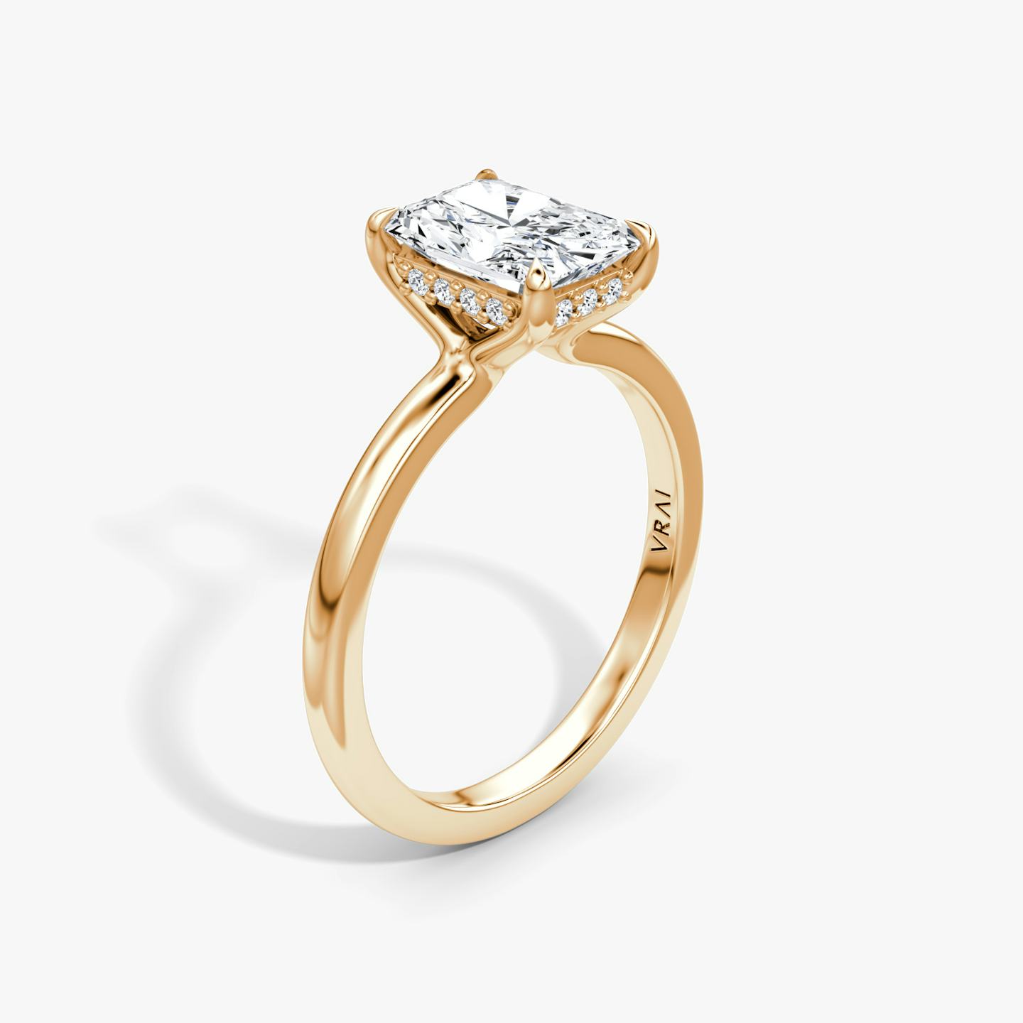 The Floating Solitaire | Radiant | 14k | 14k Rose Gold | Band: Plain | Diamond orientation: vertical | Carat weight: See full inventory