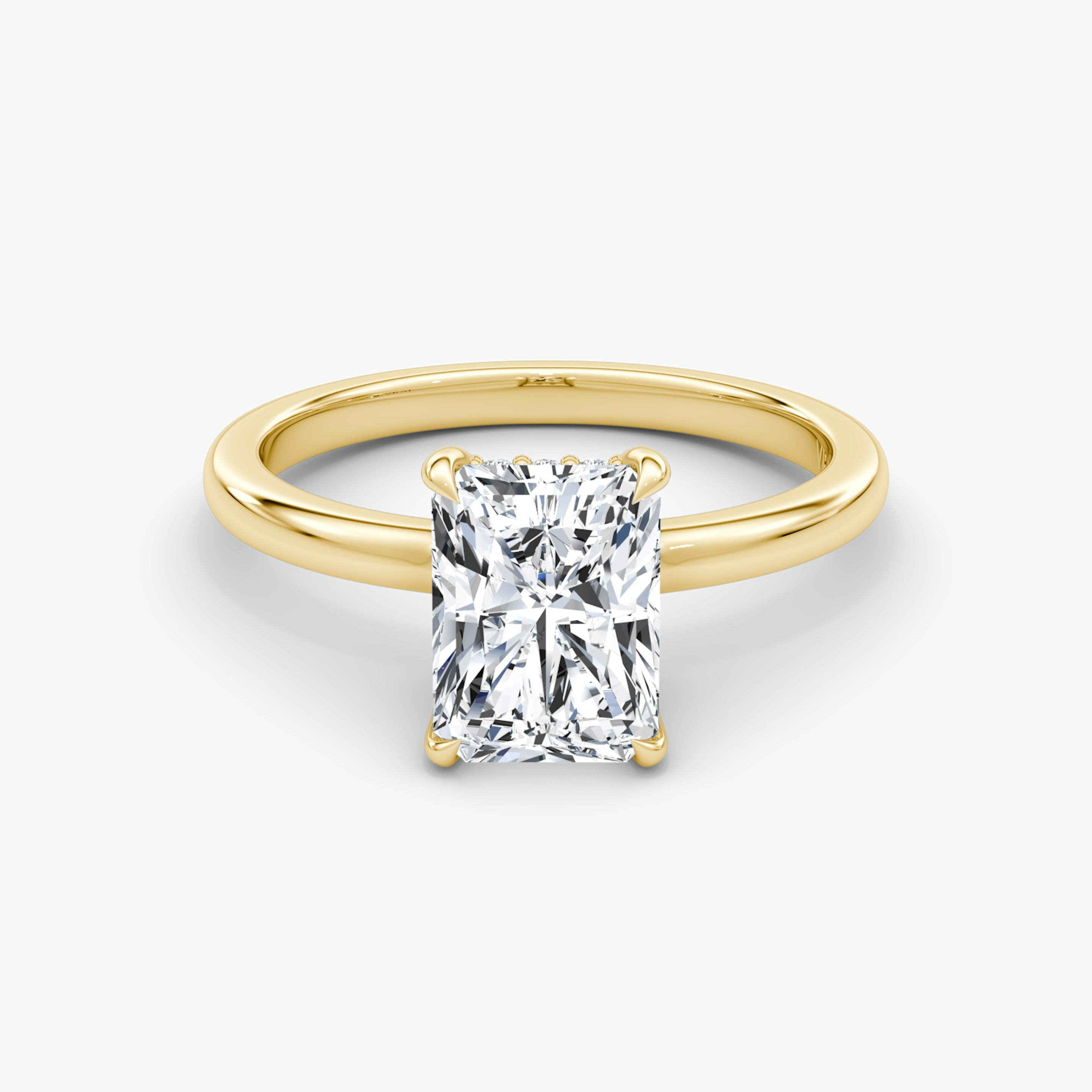 The Floating Solitaire | Radiant | 18k | 18k Yellow Gold | Band: Plain | Diamond orientation: vertical | Carat weight: See full inventory