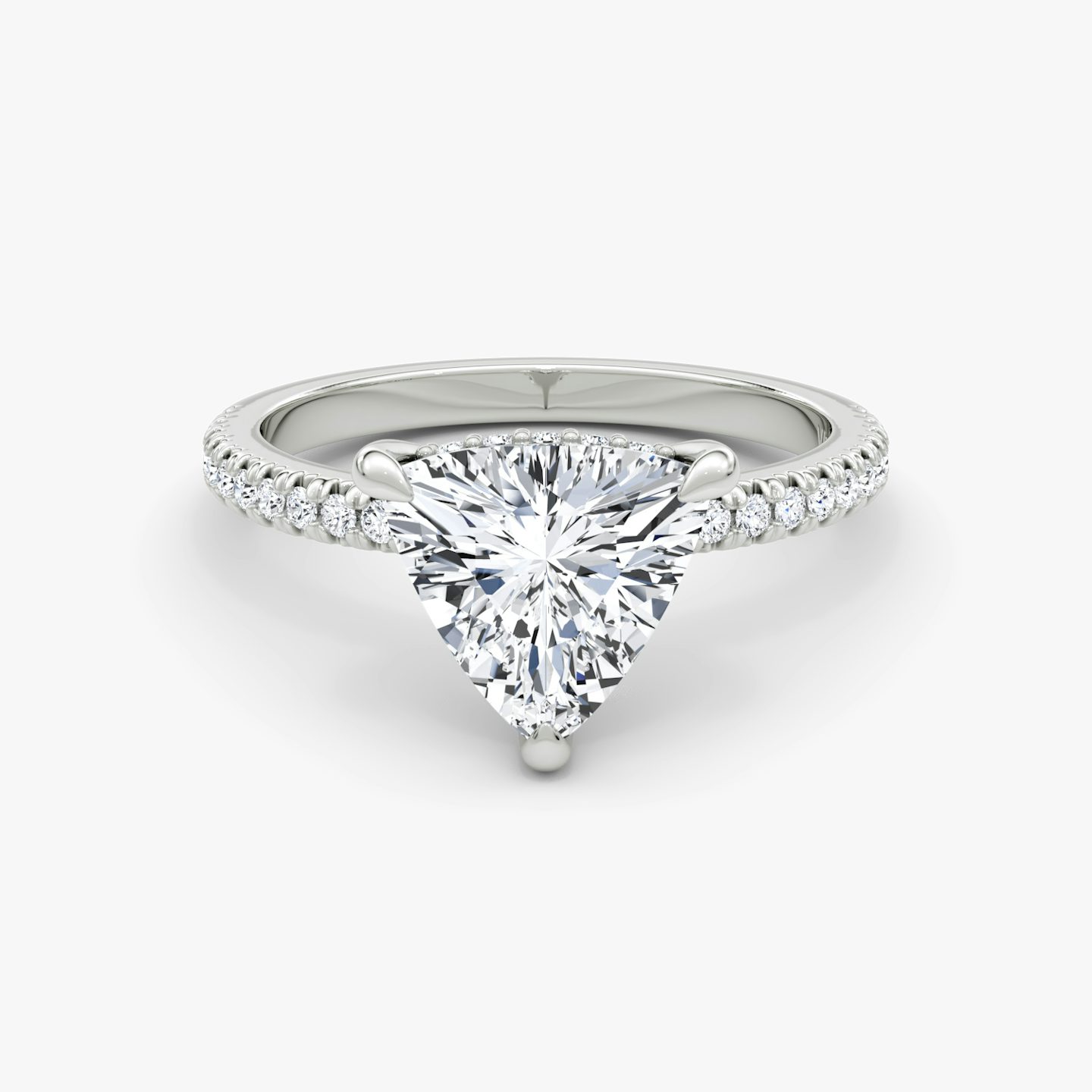 The Floating Solitaire | Trillion | 18k | 18k White Gold | Band: Pavé | Diamond orientation: vertical | Carat weight: See full inventory