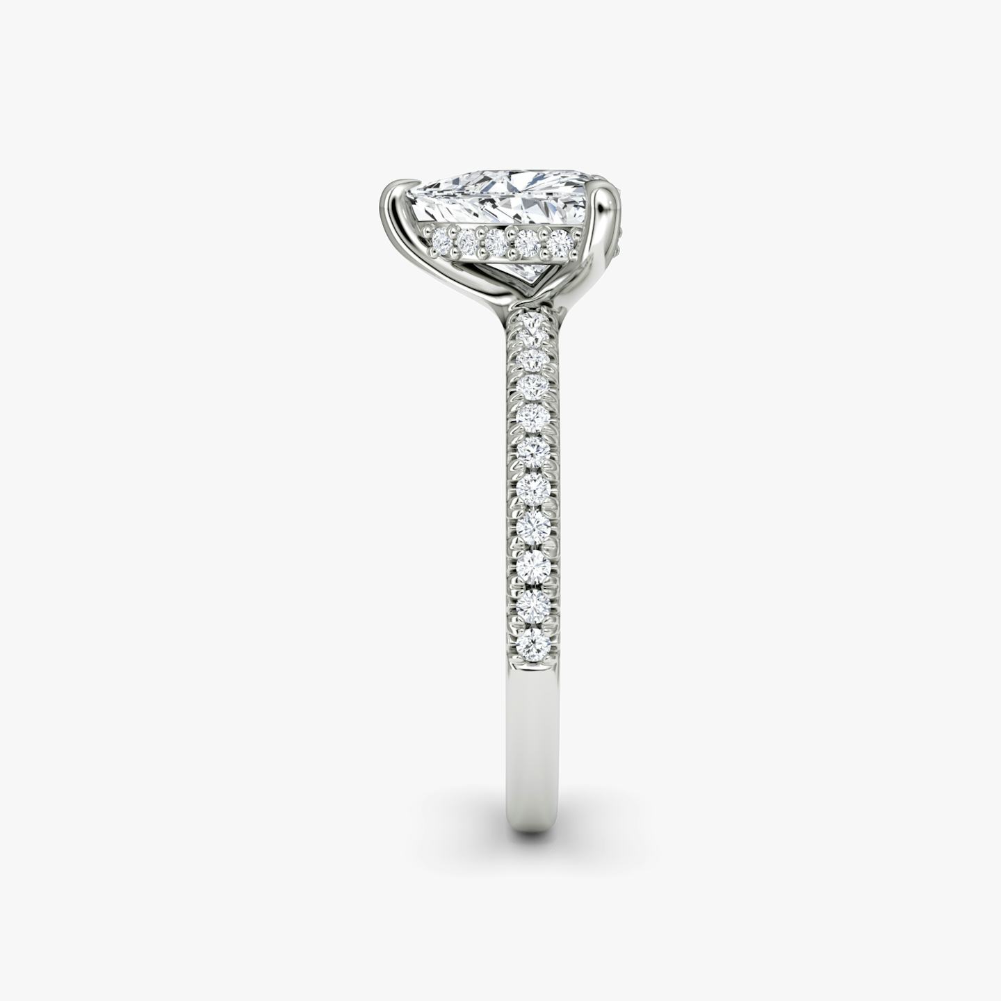 The Floating Solitaire | Trillion | Platinum | Band: Pavé | Diamond orientation: vertical | Carat weight: See full inventory