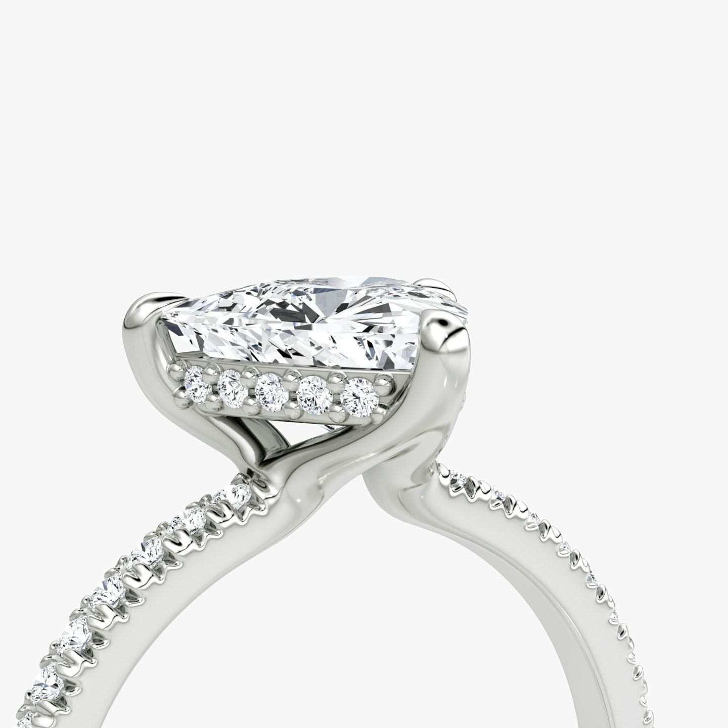 The Floating Solitaire | Trillion | 18k | 18k White Gold | Band: Pavé | Diamond orientation: vertical | Carat weight: See full inventory