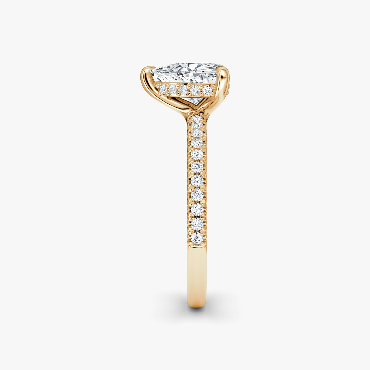 The Floating Solitaire | Trillion | 14k | 14k Rose Gold | Band: Pavé | Diamond orientation: vertical | Carat weight: See full inventory