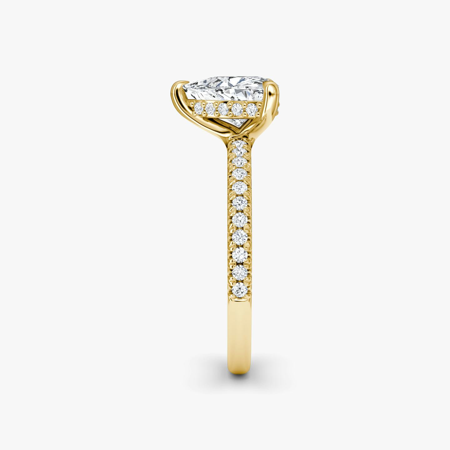 The Floating Solitaire | Trillion | 18k | 18k Yellow Gold | Band: Pavé | Diamond orientation: vertical | Carat weight: See full inventory