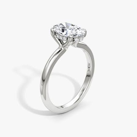 Floating Solitaire Oval Diamond Ring