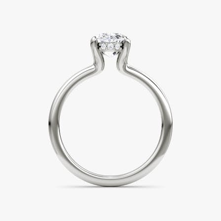 White gold floating solitaire engagement ring with Oval cut diamond