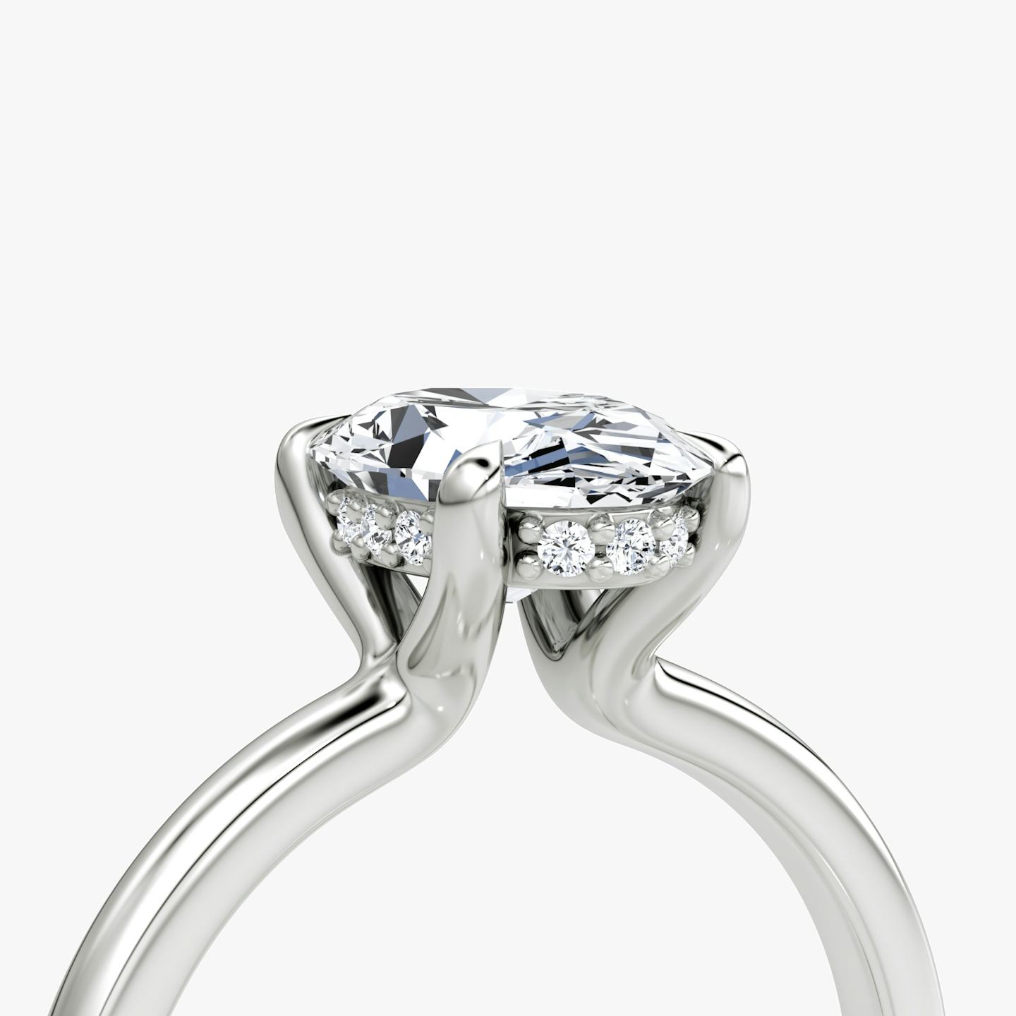 The Floating Solitaire | Oval | 18k | 18k White Gold | Band: Plain | Diamond orientation: vertical | Carat weight: See full inventory