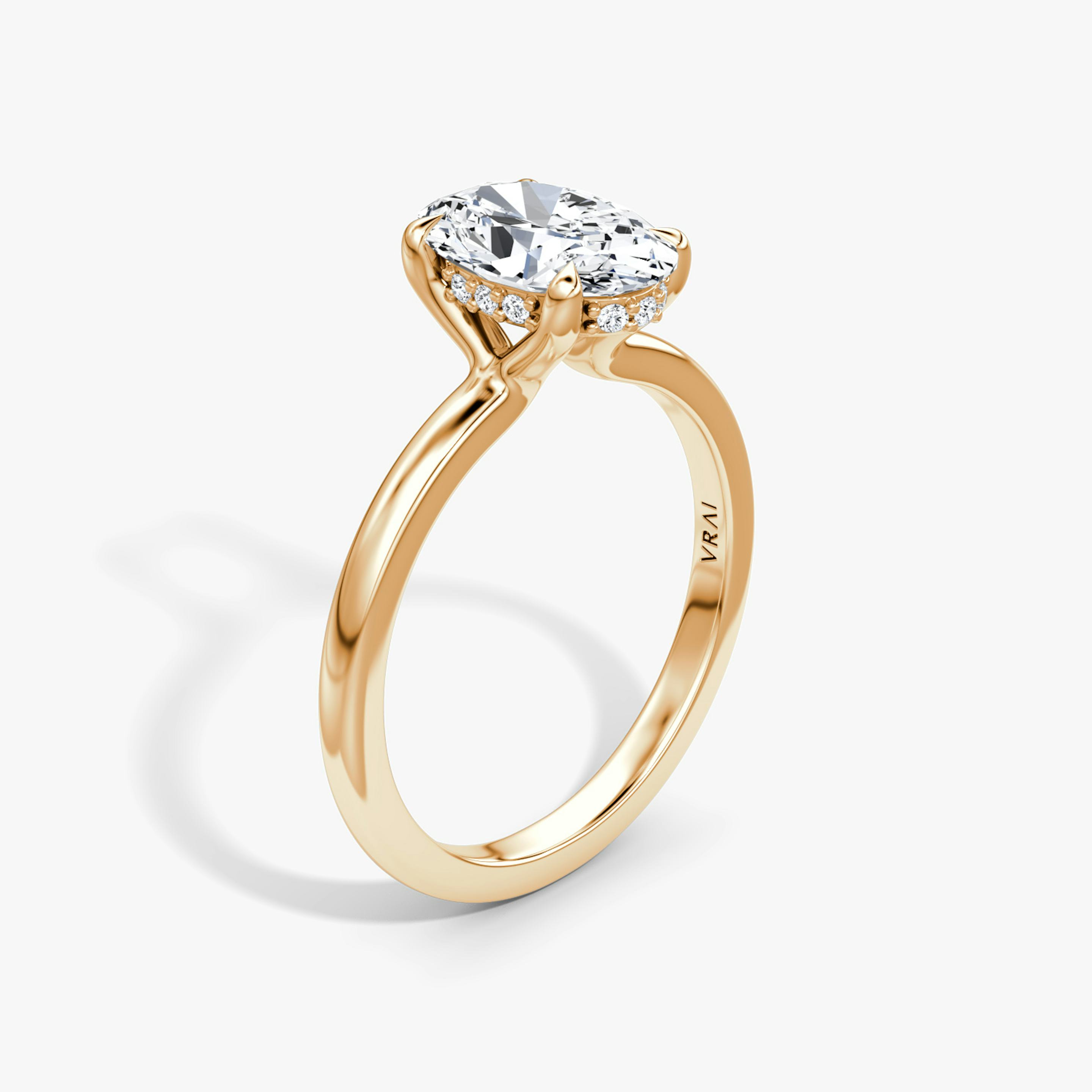The Floating Solitaire | Oval | 14k | 14k Rose Gold | Band: Plain | Diamond orientation: vertical | Carat weight: See full inventory