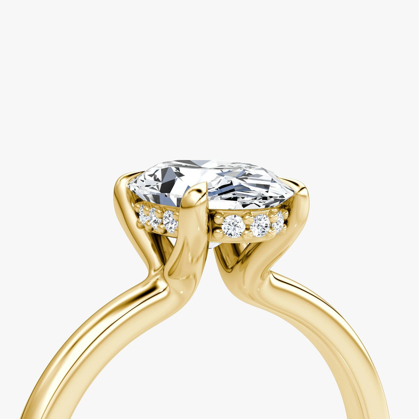 The Floating Solitaire | Oval | 18k | 18k Yellow Gold | Band: Plain | Diamond orientation: vertical | Carat weight: See full inventory
