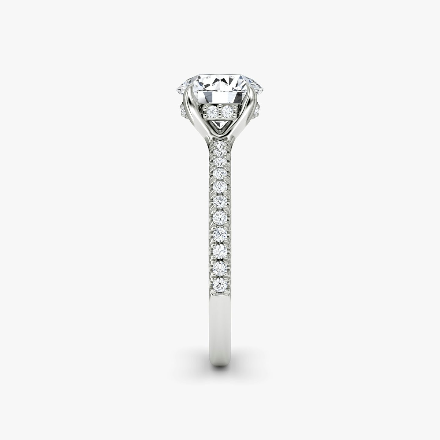 The Floating Solitaire | Round Brilliant | 18k | 18k White Gold | Band: Pavé | Carat weight: See full inventory | Diamond orientation: vertical