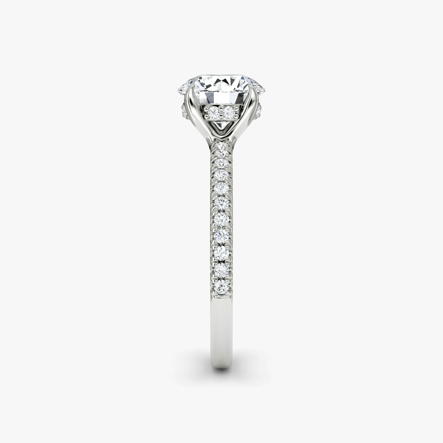 The Floating Solitaire | Round Brilliant | 18k | 18k White Gold | Band: Pavé | Carat weight: 1 | Diamond orientation: vertical