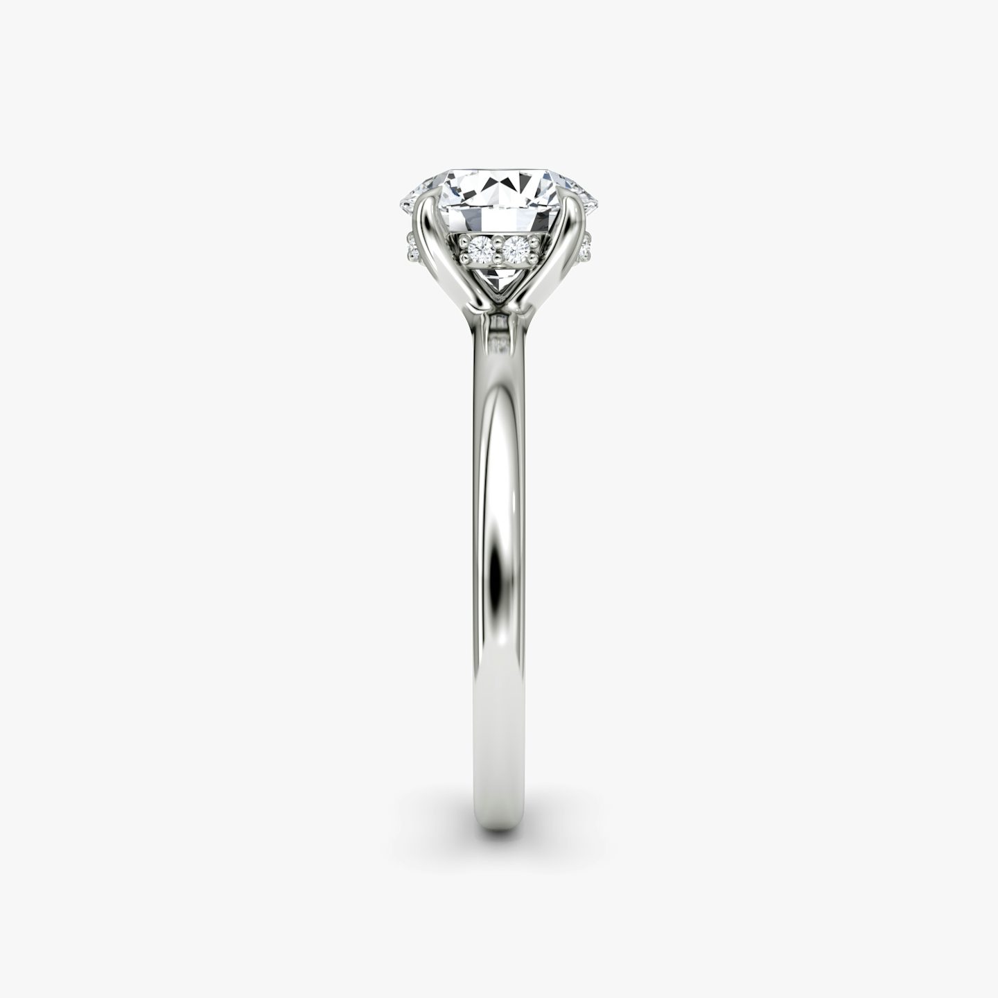 The Floating Solitaire | Round Brilliant | 18k | 18k White Gold | Band: Plain | Carat weight: 2 | Diamond orientation: vertical