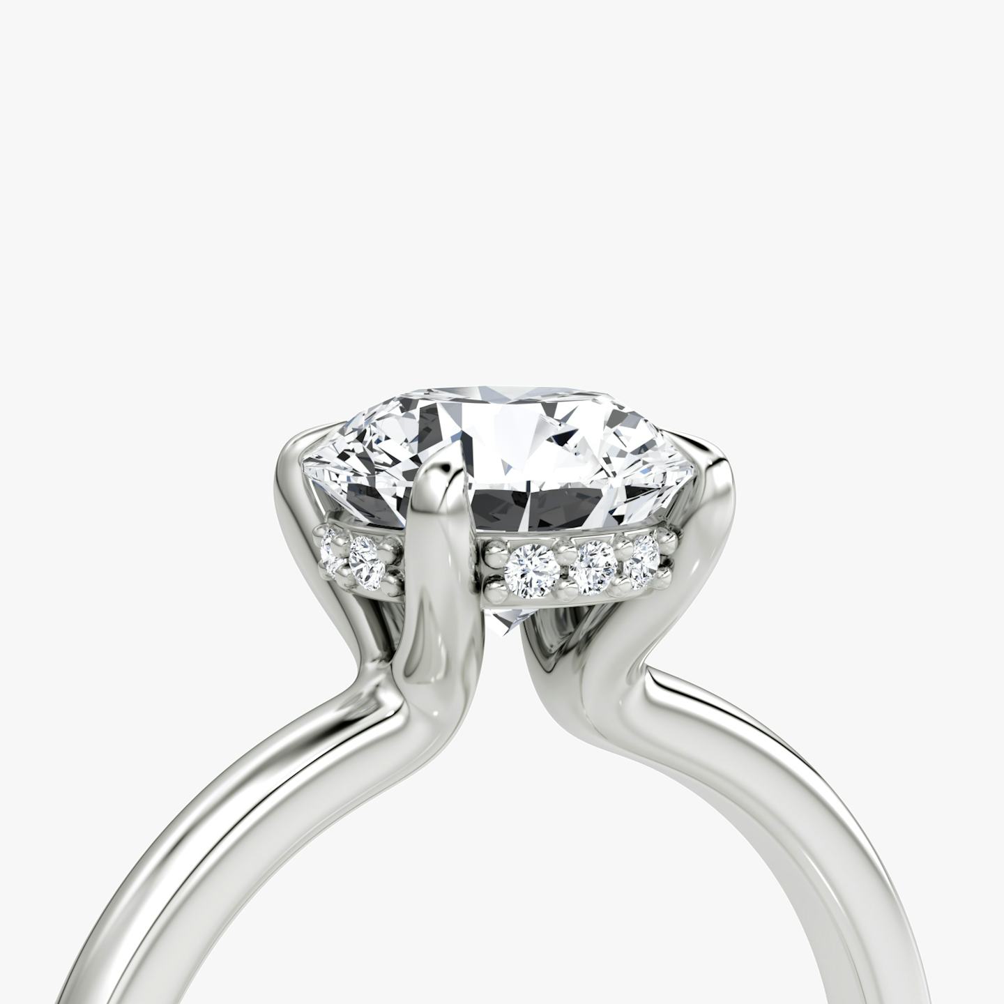 The Floating Solitaire | Round Brilliant | 18k | 18k White Gold | Band: Plain | Carat weight: 2 | Diamond orientation: vertical