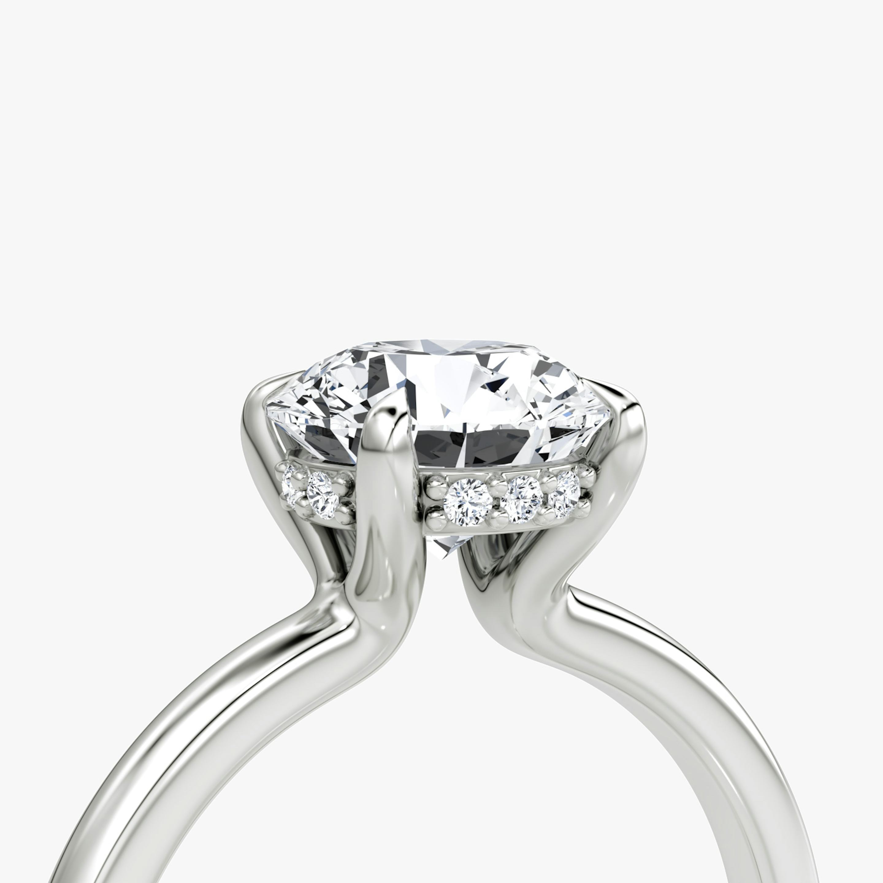 The Floating Solitaire | Round Brilliant | 18k | 18k White Gold | Band: Plain | Carat weight: 1 | Diamond orientation: vertical