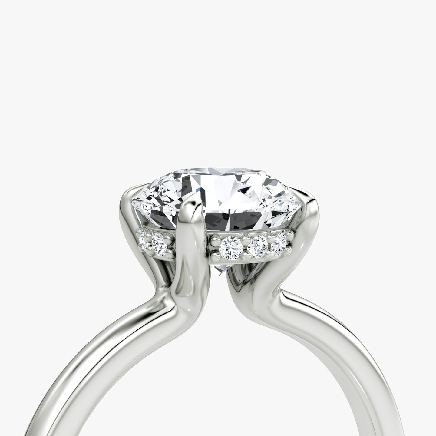 The Floating Solitaire | Round Brilliant | 18k | 18k White Gold | Band: Plain | Carat weight: 1½ | Diamond orientation: vertical