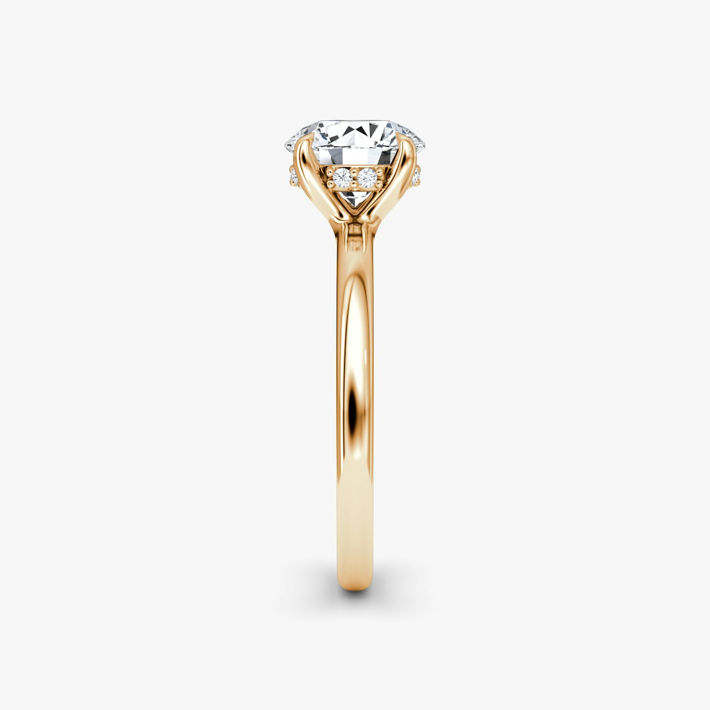 The Floating Solitaire | Round Brilliant | 14k | 14k Rose Gold | Band: Plain | Carat weight: 2 | Diamond orientation: vertical