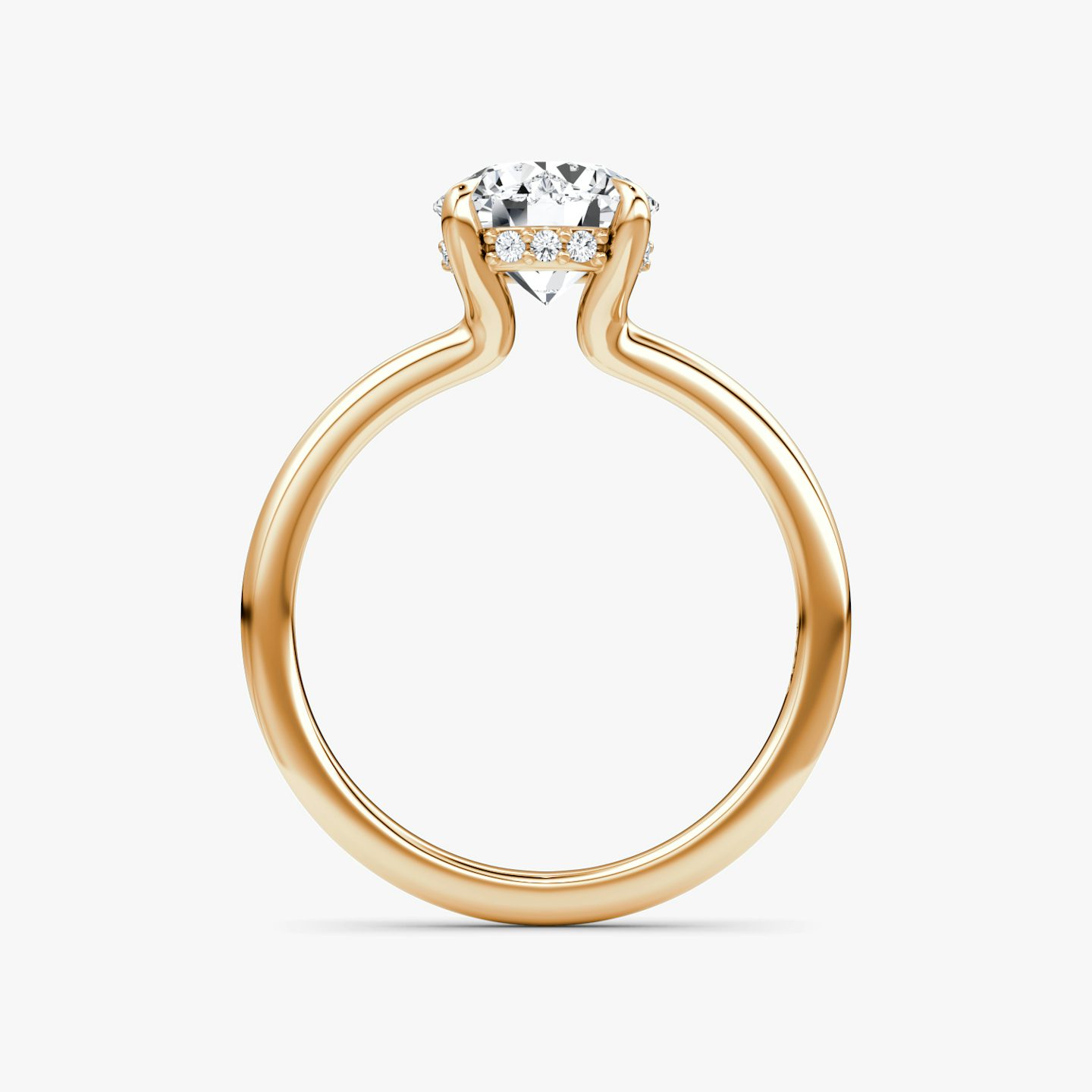 The Floating Solitaire | Round Brilliant | 14k | 14k Rose Gold | Band: Plain | Carat weight: 1 | Diamond orientation: vertical