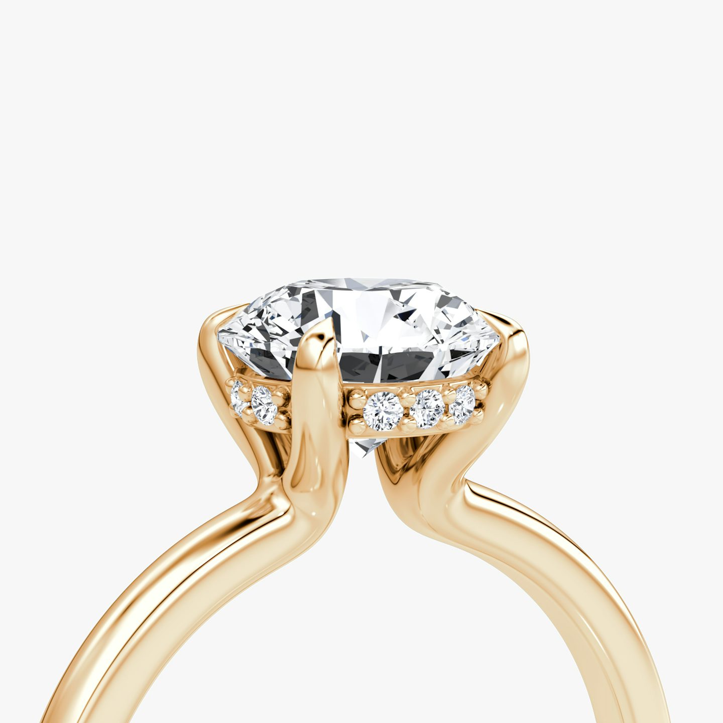 The Floating Solitaire | Round Brilliant | 14k | 14k Rose Gold | Band: Plain | Carat weight: 2 | Diamond orientation: vertical