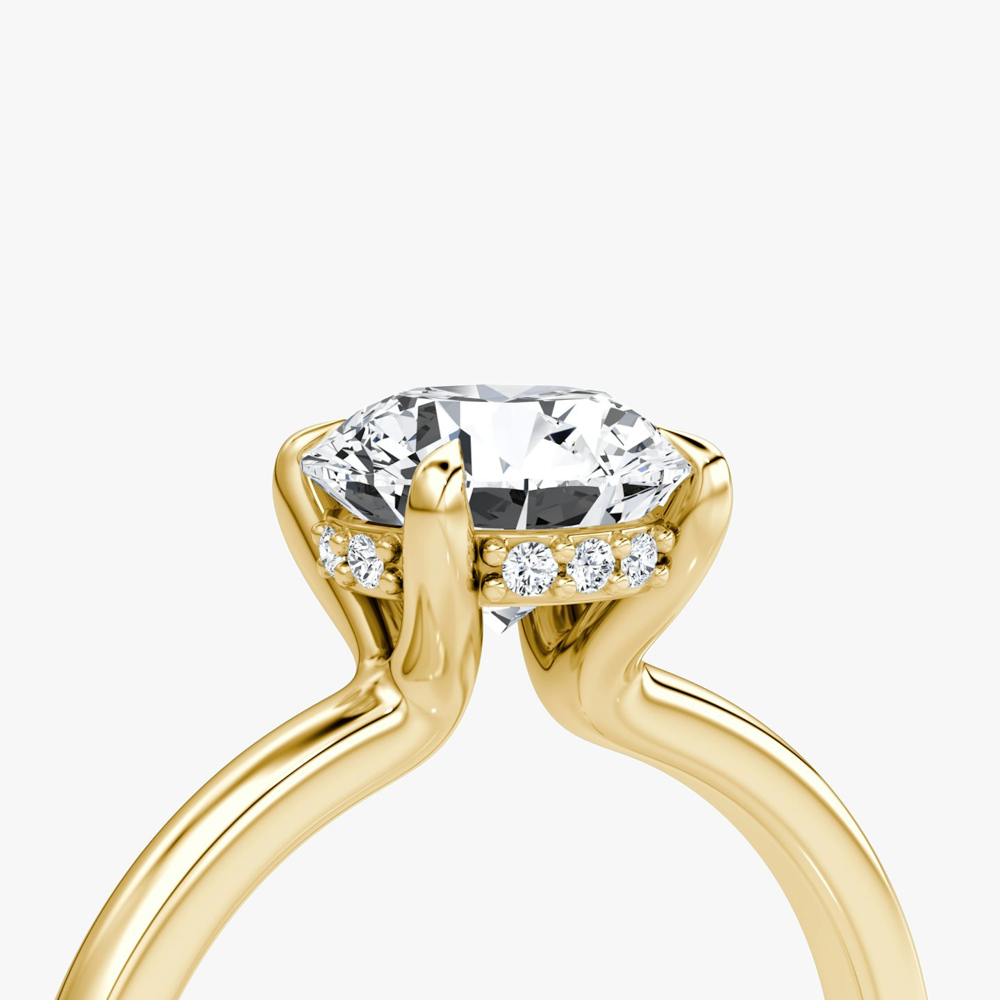 The Floating Solitaire | Round Brilliant | 18k | 18k Yellow Gold | Band: Plain | Carat weight: 2 | Diamond orientation: vertical